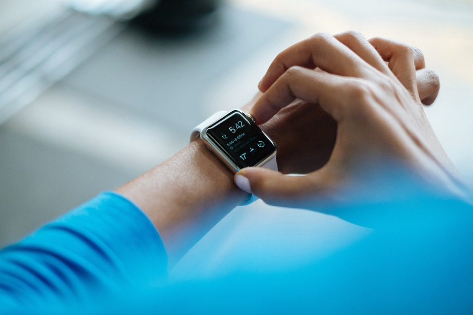 Smart watch display on a user's wrist