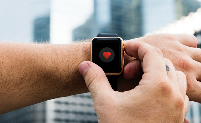 Smart watch display on a user's wrist