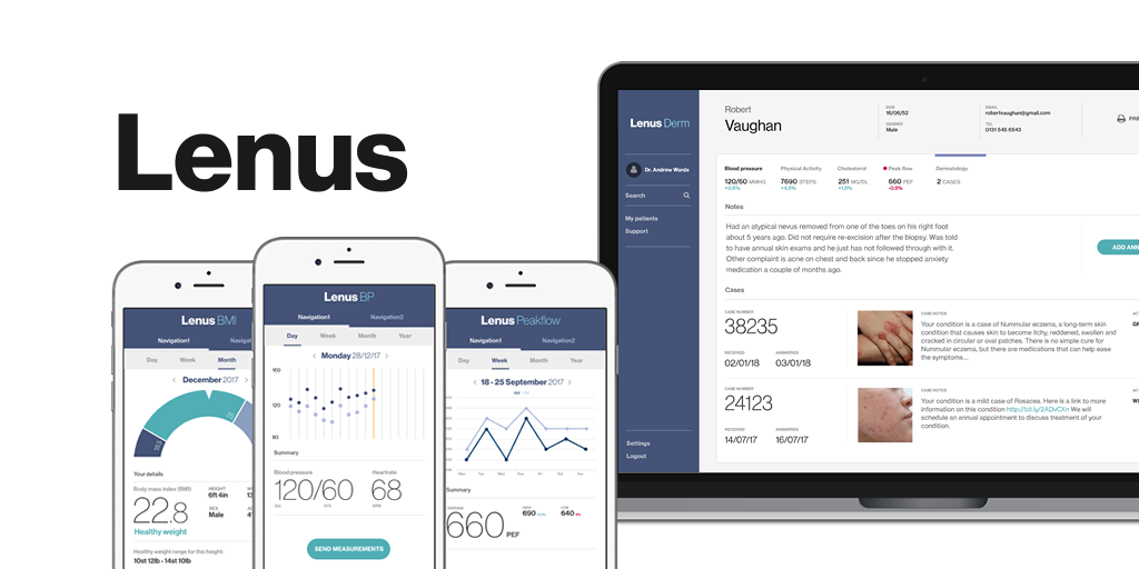 screen display of the lenus health software