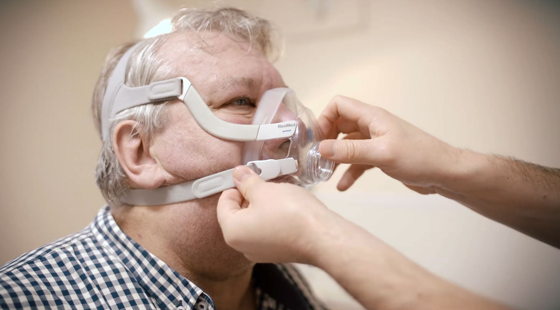 COPD Patient having ResMed mask fitted