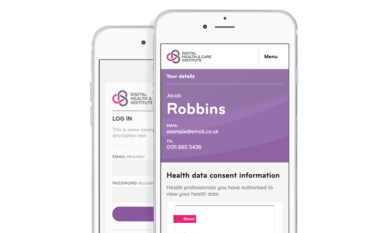Screen view of Digital Health Institute app interface